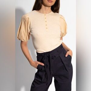 ULLA JOHNSON NWOT Kara Puff Sleeve Ribbed Top